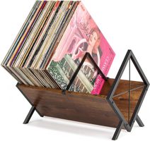 Schallplattenständer Vinyl Regal für 80 LPs Braun Holz