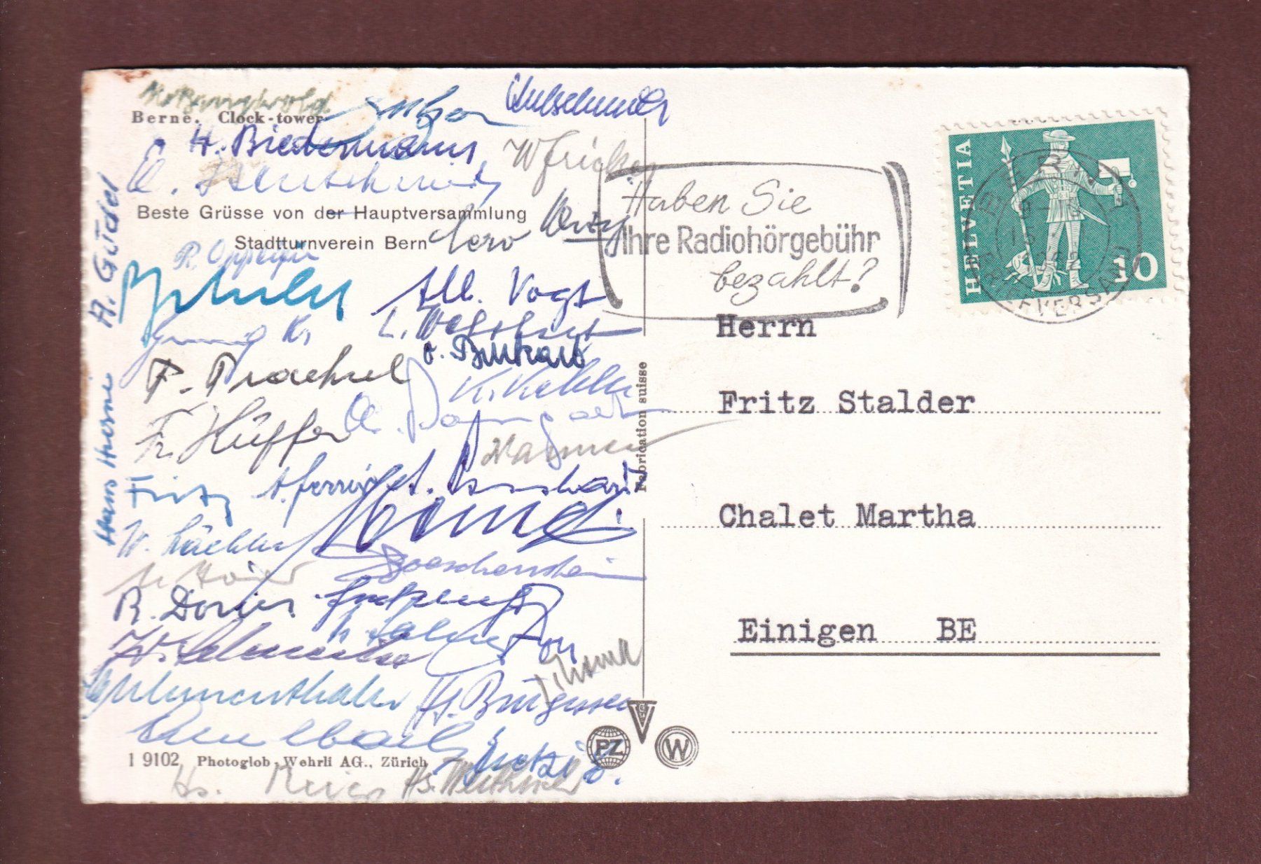 Cartoline postali: BERN - Zeitglockenturm - 1962 – Usato da Pully venduto da nicecards-shop 1