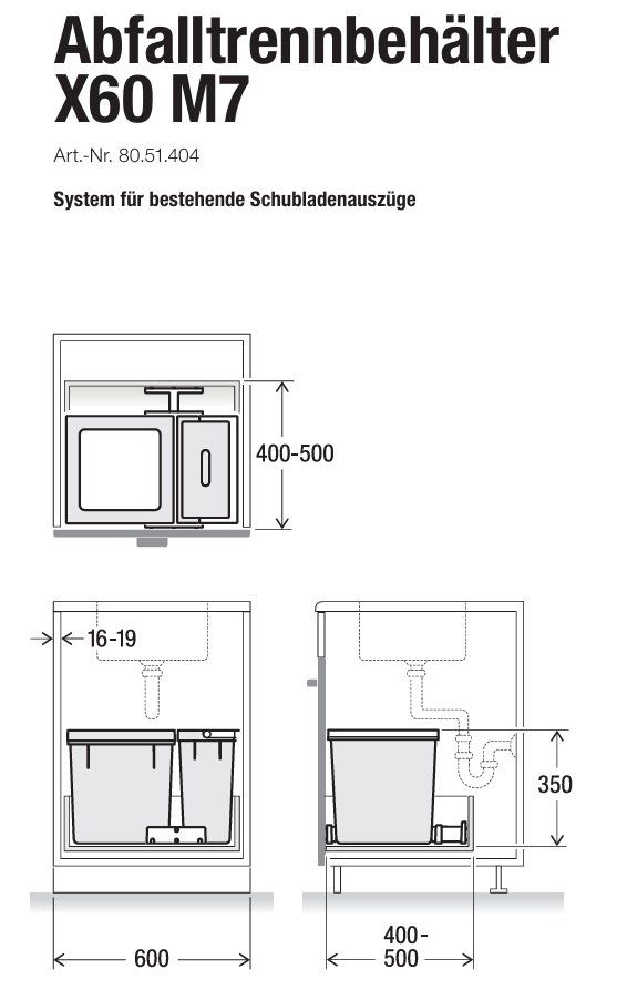 Müllex Abfalleimer: 069 Müllex Abfallsystem X60 M7 – Neu und originalverpackt aus Derendingen von Meisterstuecke 3