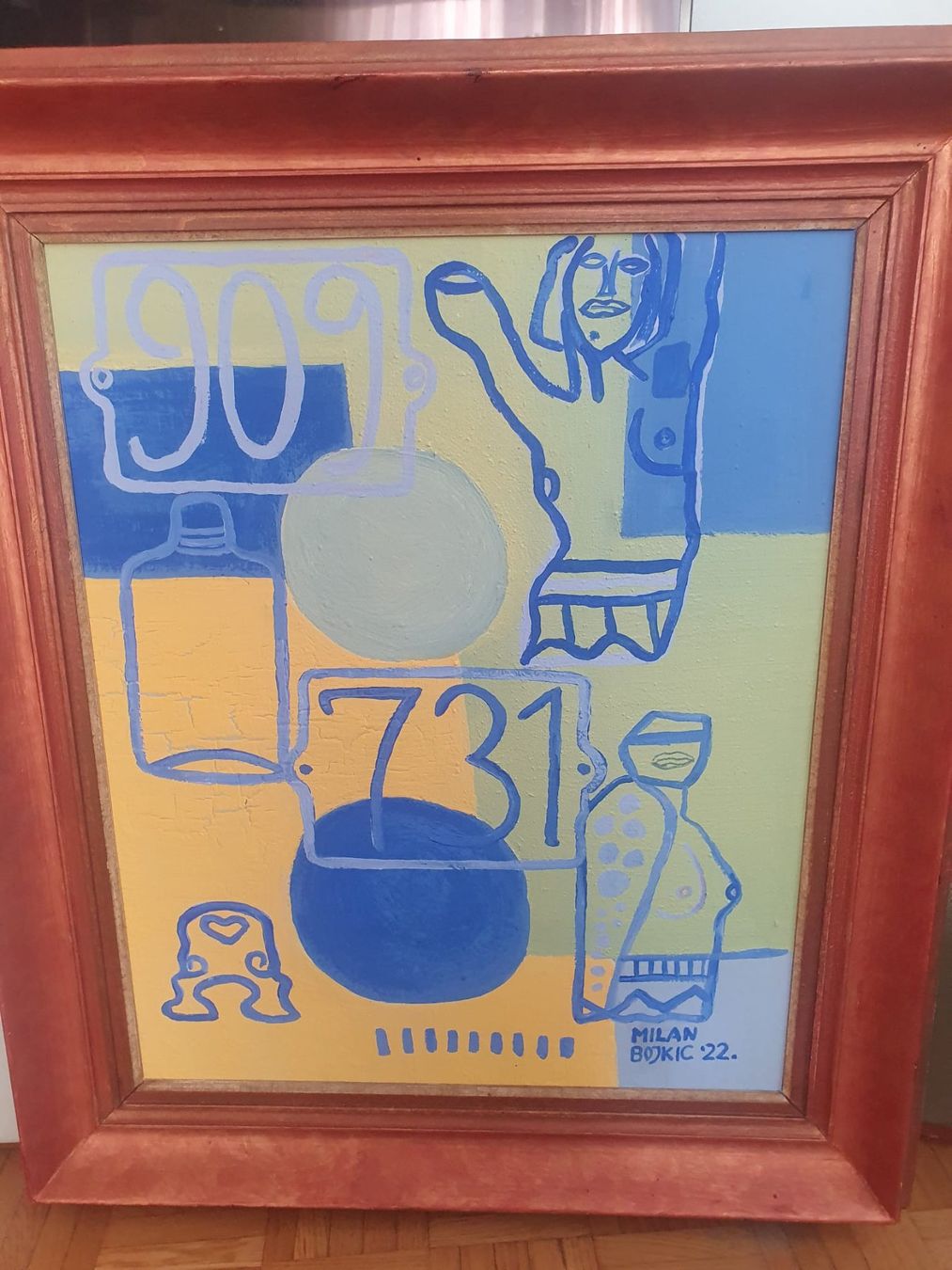 Gemälde: Moderne Kunst Acryl auf Pavatex  48 x 60cm – Gebraucht aus Basel von FirstClass4000