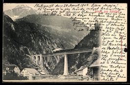 Amsteg, Ortspartie mit Eisenbahnbrücke