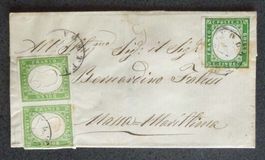 ITALIA 1863: Busta pieghevole da VOLTERRA a MASSA-MARITTIMA
