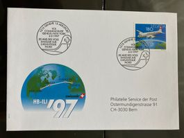 Schweiz 1997 Flugbrief 50 J. Transatlantik Genf New York