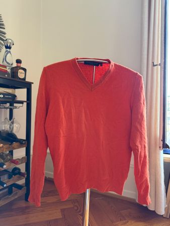 Herren Pullover Portofino Tricot V-Ausschnitt orange