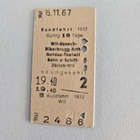 Billett 1967 Rundfahrt ab Wil