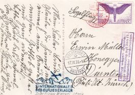 1. Segelluftpost Jungfraujoch 1935 (AK Bern mit Alpen)