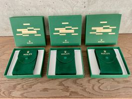 5 Boîtes Rolex vertes neuves (vides) et 1 sac Rolex neuf