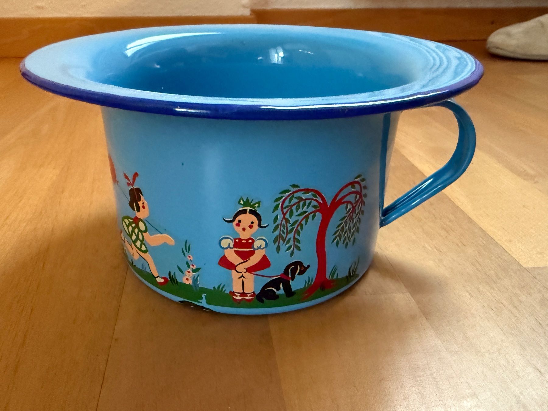 Pentole: Nachttopf Kinder Email vintage alt blau – Usato da Wittwil venduto da Schnaeppli64 1