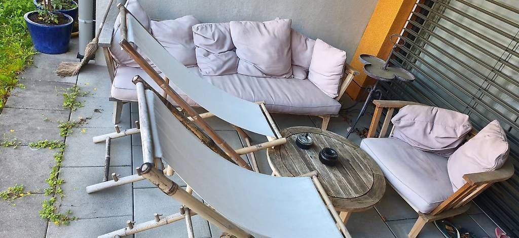 Set di tavolo e panche: Gartenmöbel-Set aus Holz zu verkaufen – Usato da Mönchaltorf venduto da archelefth 1