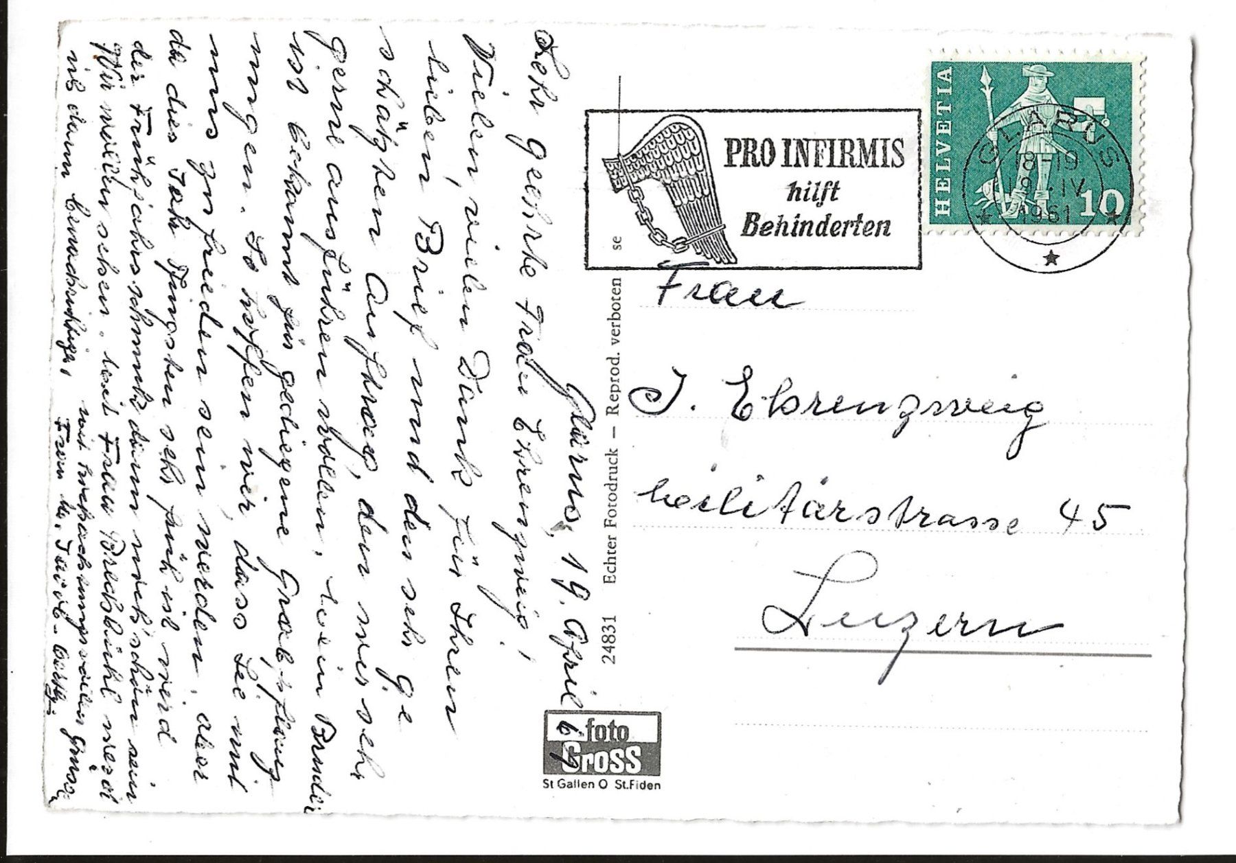 Cartoline postali: AK 1961 Glarus mit Schild – Usato da Greifensee venduto da 315WDO 1