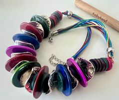 Statement-Kette Holz & Kokosnuss Designer Unikat Sommer Boho