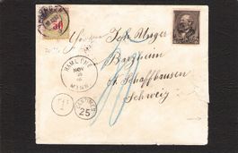 Beleg USA - Schaffhausen mit Nachporto 20 C ! , 1887