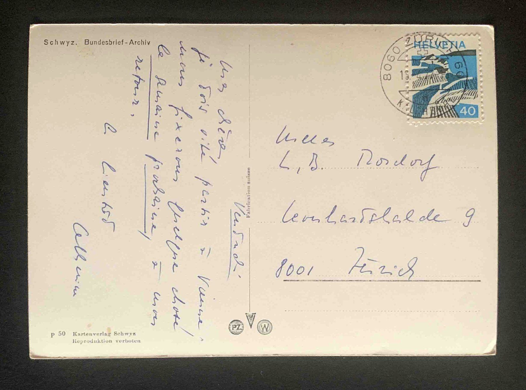 Ansichtskarten: AK Schwyz Bundesbrief Archiv – Gebraucht aus Goldau von artelier1 1