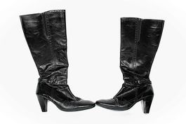 PESARO Schwarze Lederstiefel, Grösse 39