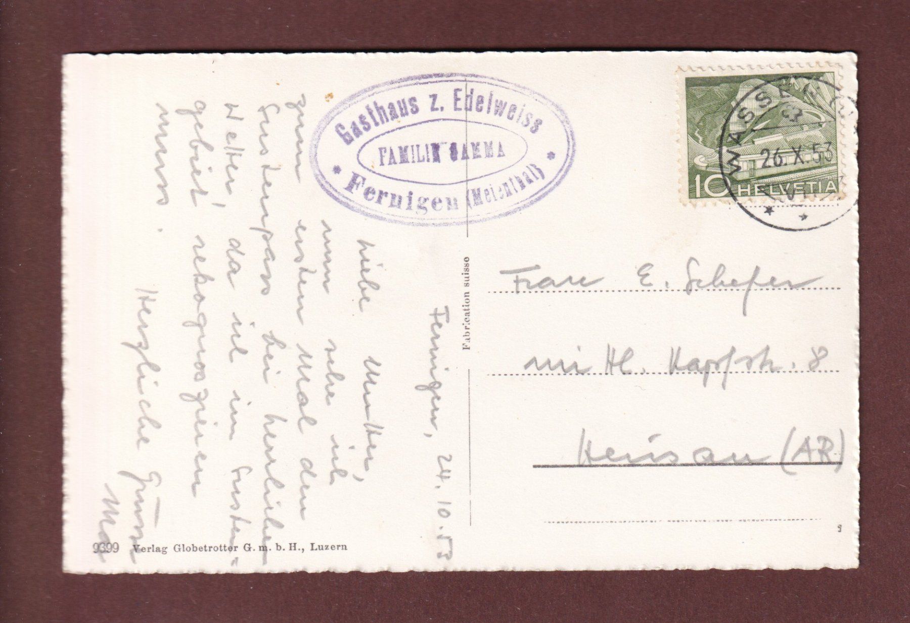 Ansichtskarten: SUSTENSTRASSE - Steingletscher - 1953 – Gebraucht aus Pully von nicecards-shop 1