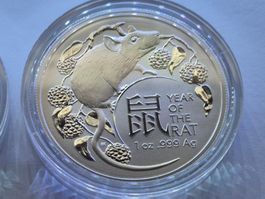 LUNAR RATTE 1 OZ UNZE RAM 2020 SILBER 999 RAT MAUSE MAUS