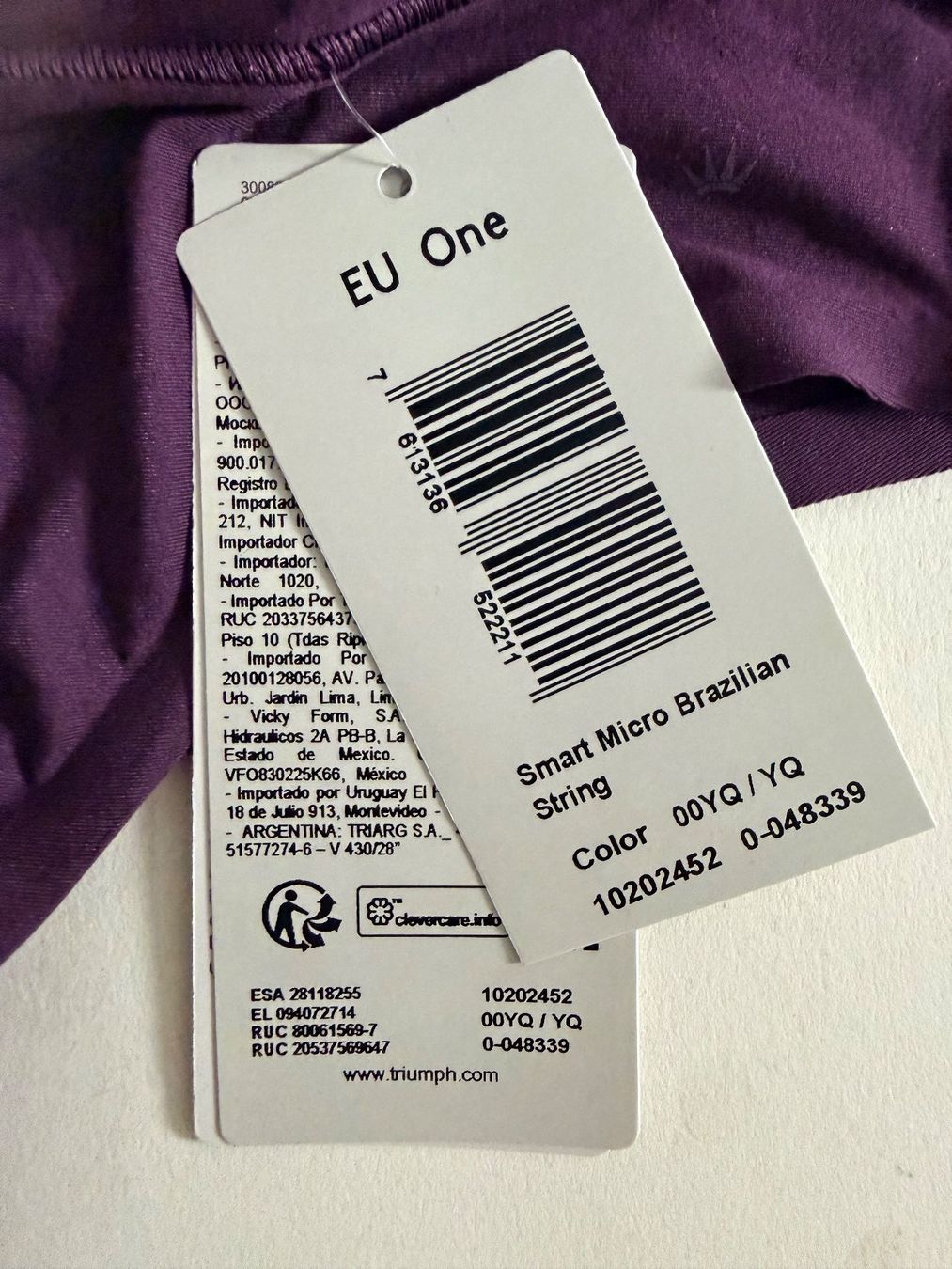 Triumph Sonstige Unterwäsche: TRIUMPH, Brazilian String SMART MICRO, One Size, Violett – Neu und originalverpackt aus Rudolfstetten von gst_g7xl 1