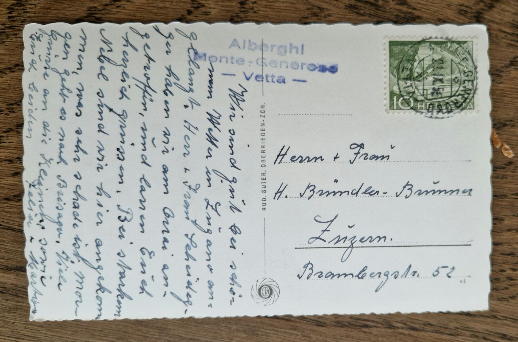 Ansichtskarten: Alberghi Monte Generoso 1956 – Gebraucht aus Ebikon von Donar50 1