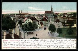 AK Basel, Steinenvorstadt, Strassenbahn, um 1900