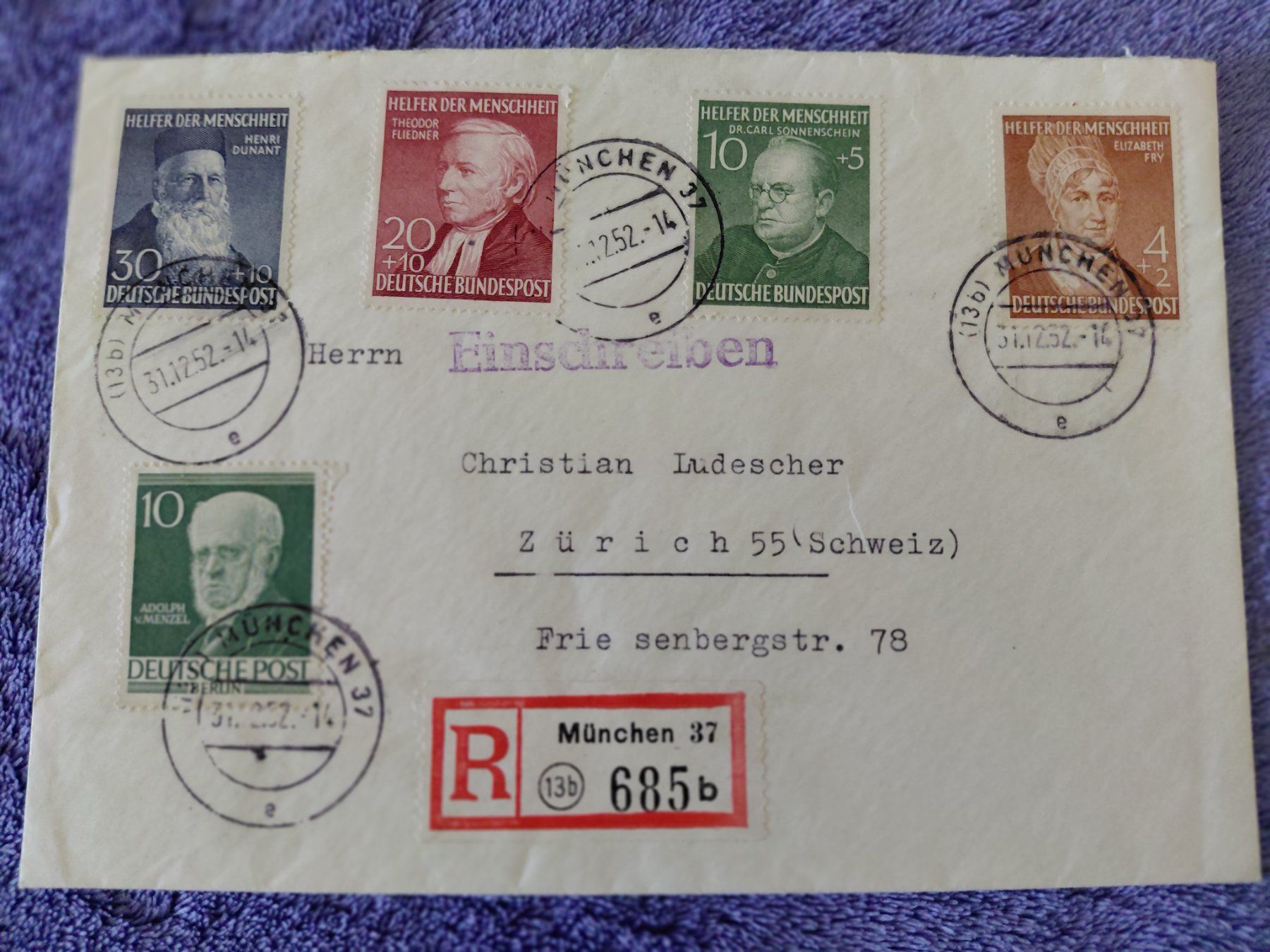 Tutti i francobolli: Schöner Brief BRD  1952 – Usato da Horw venduto da Onurb008