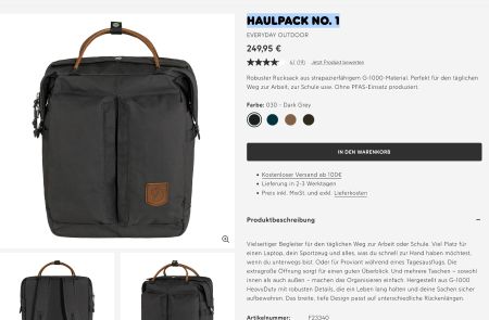 Fjällräven | Haulpack No. 1 | Rucksack | Neuwertig
