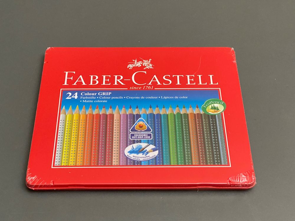 Faber-Castell 24er Farbstift-Set Best Grip – Dreieckige Form, Inkl. Silber & Gold, Pigmentreich Für Brillante Farben