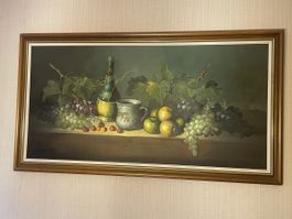Ölgemälde Stillleben signiert Adouch mit Holzrahmen