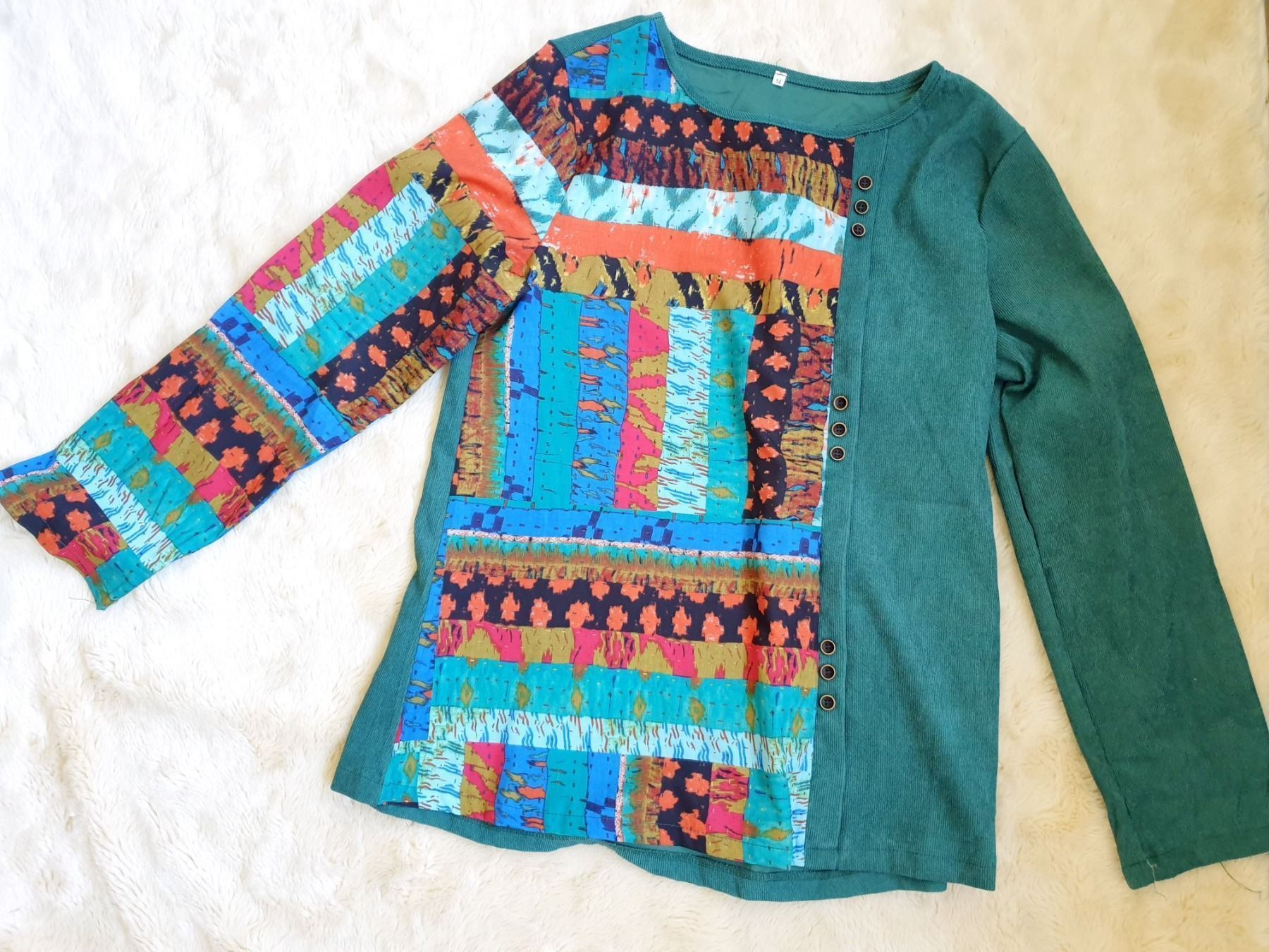 Maglioni & Felpe: PULLI PULLOVER PETROL UND BUNT M 38 VINTAGE STYLE CORDSTOFF – Nuovo (secondo la descrizione) da Elsau venduto da the-colorful-side 7