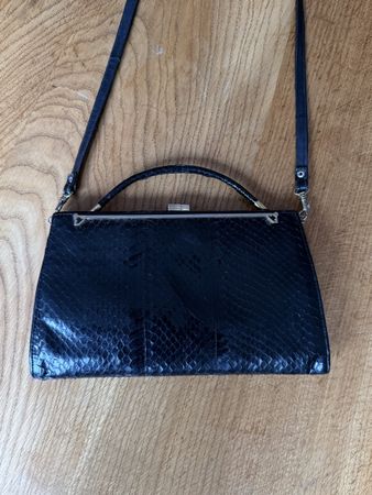 Damen vintage Handtasche schwarz Schlangenlede attanasio 