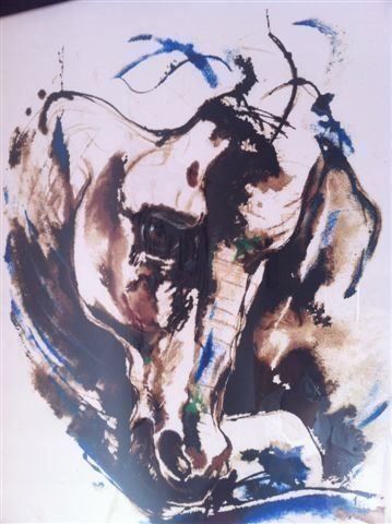 Grafica & Litografie: Rolf Knie, Serigraphie, Pferdekopf, 1988 – Usato da Einsiedeln venduto da artgallery59