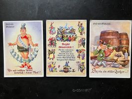 3 AK vom Oktoberfest 1953 und 1956 gelaufen