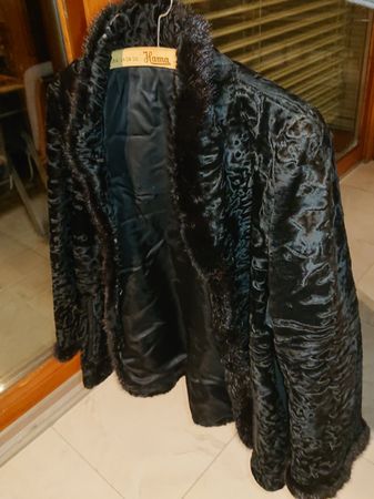 Swakara Pelzmantel Kurzmantel Schwarz