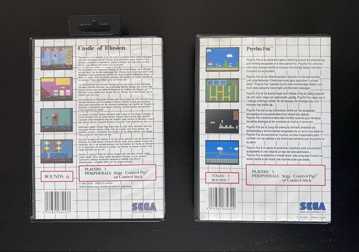 Sega Giochi: Psycho Fox & Castle of Illusion Master System OVP Spiele – Usato da Basel venduto da IndianaJones 1