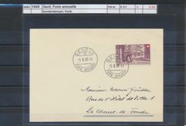 1949 Genf, "Foire annuelle", Sonderstempel, Karte
