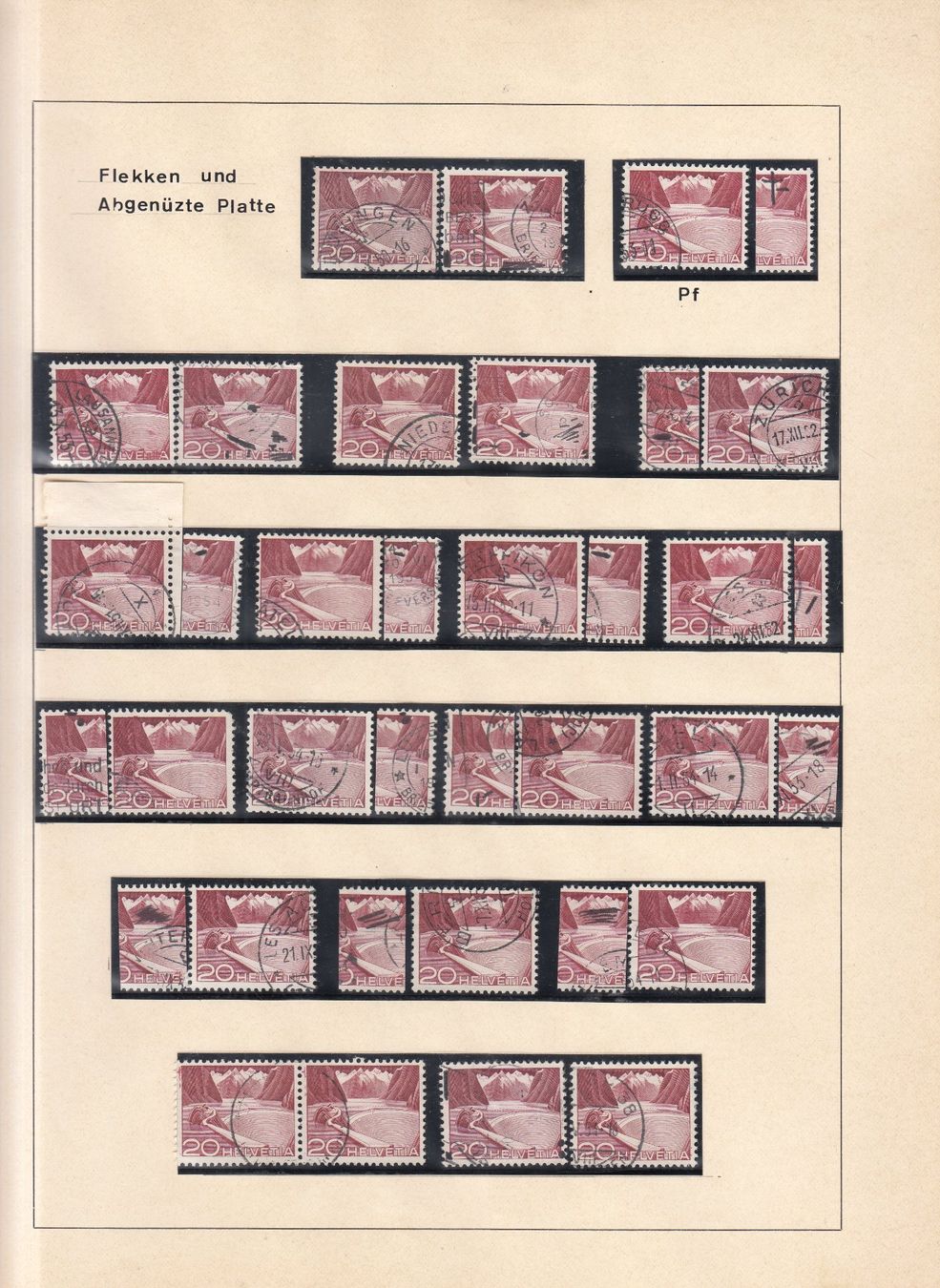 Alle Briefmarken: Technik und Landschaft 1949 Plattenfehler / Abarten – Gebraucht aus Bürglen TG von StampGraf 2