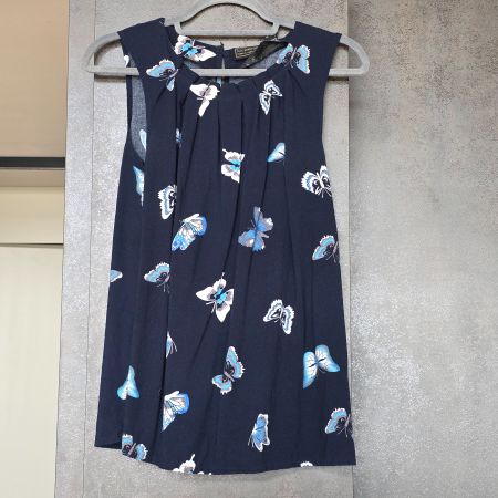 🐸 BPC VISKOSE BLUSE / TOP SCHMETTERLINGE 38 MARINE BLAU