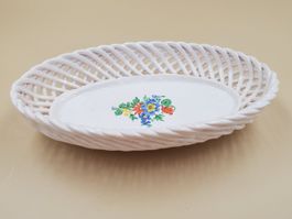Ravier décoratif en céramique tressée à motif fleuri
