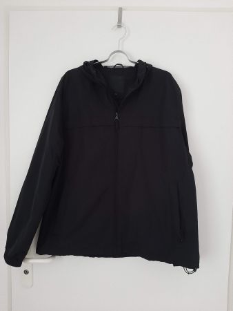 Schwarze Übergangsjacke mit Kapuze, Herren Grösse XXL