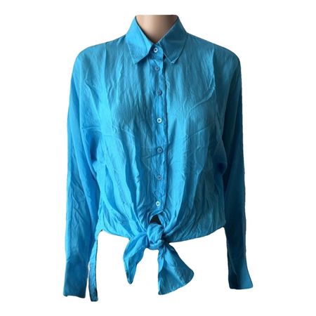 MASSIMO DUTTI Seidenbluse mit Knotendetail 🩵