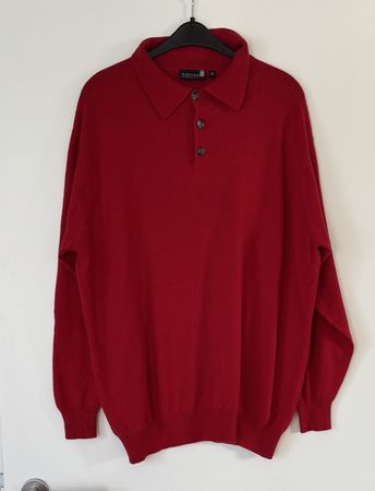 WERTHER - Polo Pullover 100% KASCHMIR - Gr. XXL 46 - Rot 