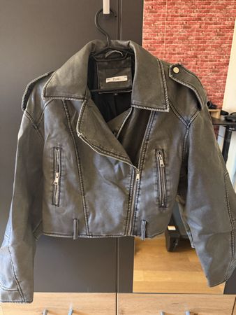 Leather grey jacket biker
