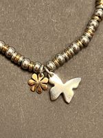 Steel Armband, mit Schmetterling und Blume, bicolor, Schmuck