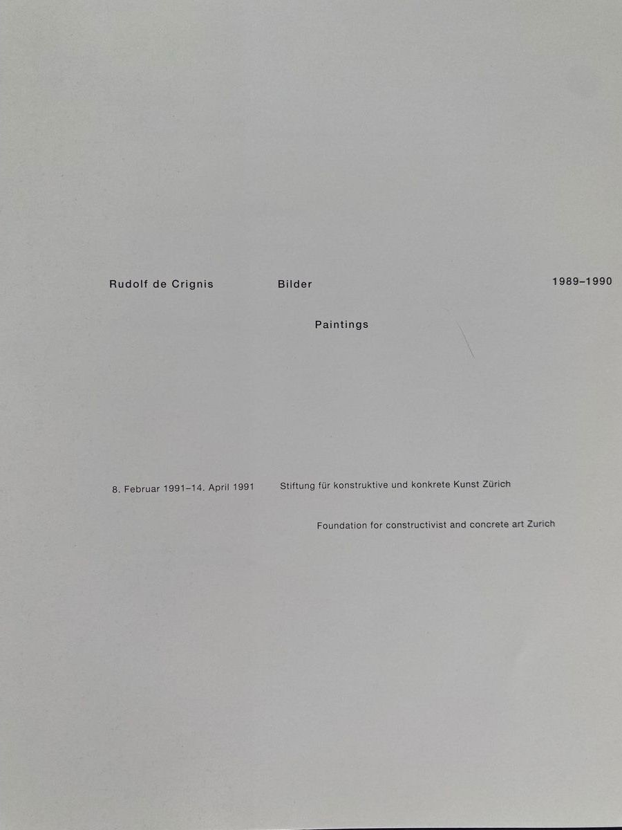 Libri: Rudolf de Crignis Paintings 1989-1990 Book – Usato da Zürich venduto da lesgarcons 1