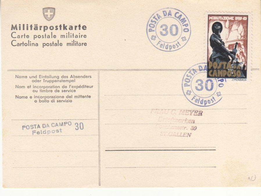 Tutti i francobolli: Feldpost Wi 20 auf Militär PK – Usato da Bürglen TG venduto da StampGraf