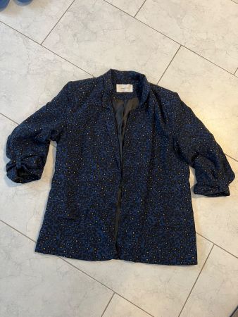 Promod Blazer, Gr. 44, blau-gelb-schwarz Leopard gemustert