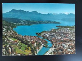Vintage Postkarte Luzern mit Rigi und Vierwaldstättersee