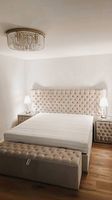 Chesterfield Bett-Set in Beige Samt