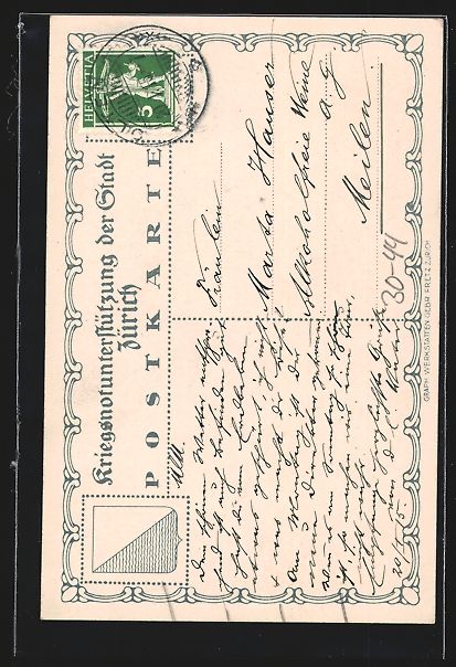 Cartoline postali: Zürich, Kriegsnotunterstützung, Mutter – Usato da Berlin venduto da bartko-reher 1