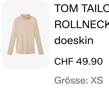 Langarmshirt, Tom Tailor, neuwertig, beige, Gr. XS