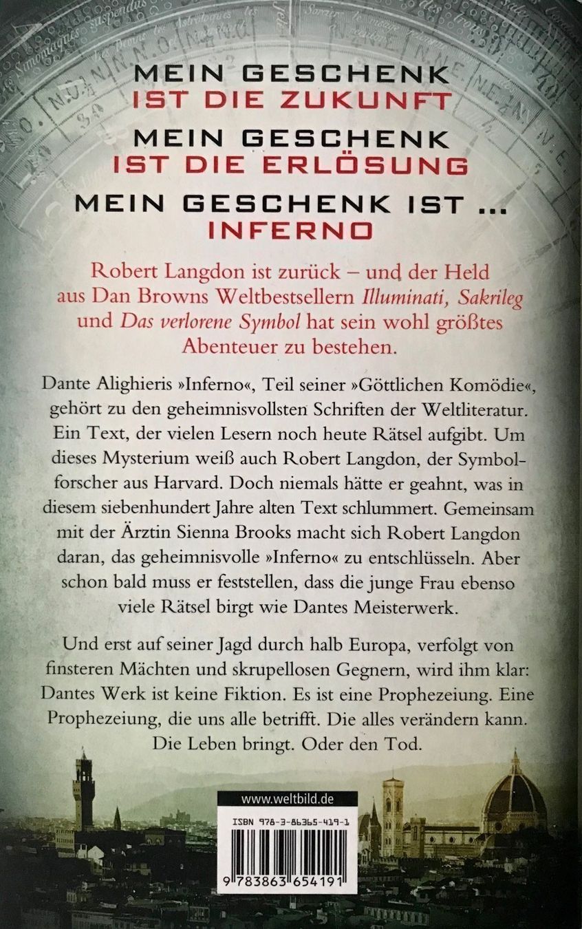Libri: INFERNO - DAN BROWN - THRILLER - TASCHENBUCH – Usato da Buchs AG venduto da fischli610 1